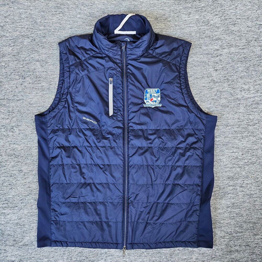 Zero Restriction Quilted Primaloft Hybrid Vest Men's XL Navy Blue Puffer PEPSI